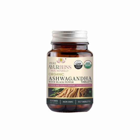 ORGANIC Ashwagandha Tablets with ORGANIC Blackpepper - 500 mg -USDA Certified, NON GMO, VEGAN