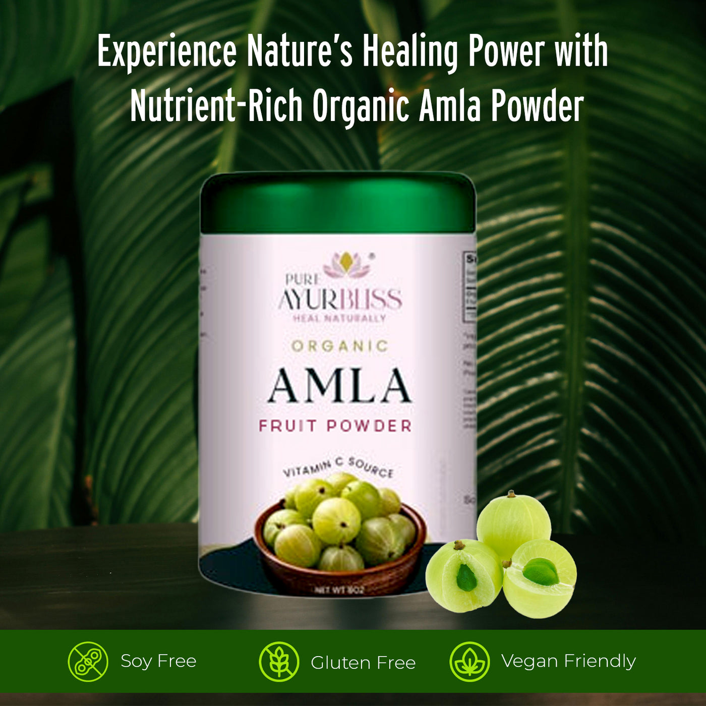 Amla Powder packaging detail — PureAyurBliss