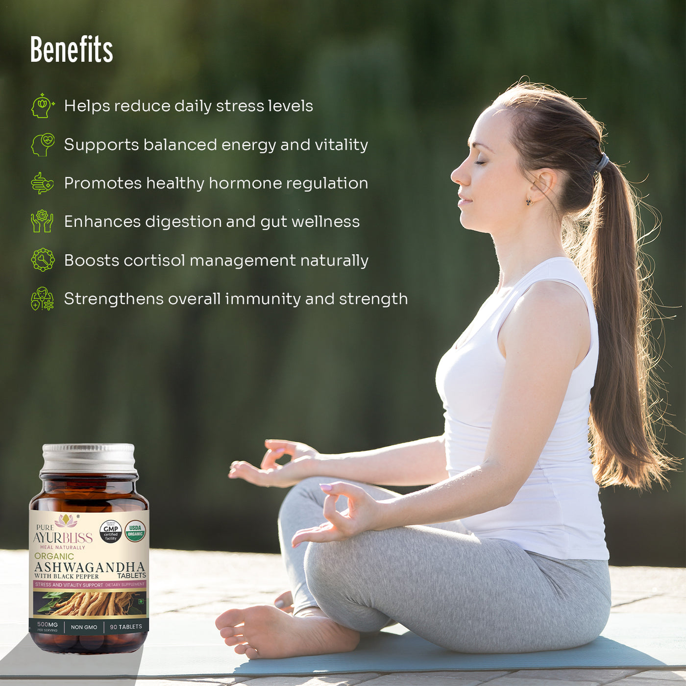 Organic Ashwagandha Tablets with Black Pepper
